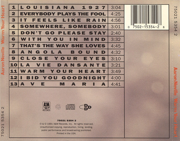USED CD - Aaron Neville ‎– Warm Your Heart