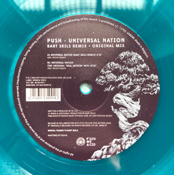 PUSH - Universal Nation (Bart Skils Remix + Original Mix)(TRANSLUCENT BLUE VINYL) | Mint (M) Mint (M)