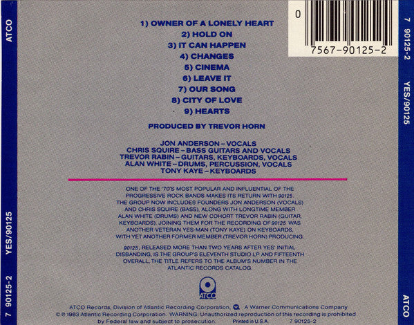 USED CD - Yes – 90125 (West German Target)