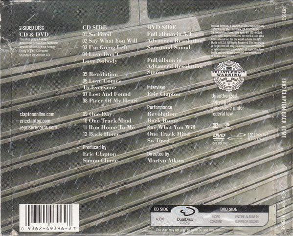 USED DUAL DISC - Eric Clapton – Back Home