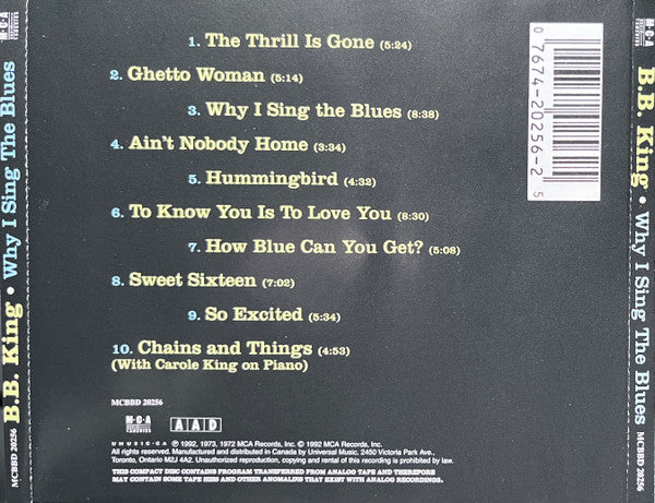 USED CD - B.B. King – Why I Sing The Blues