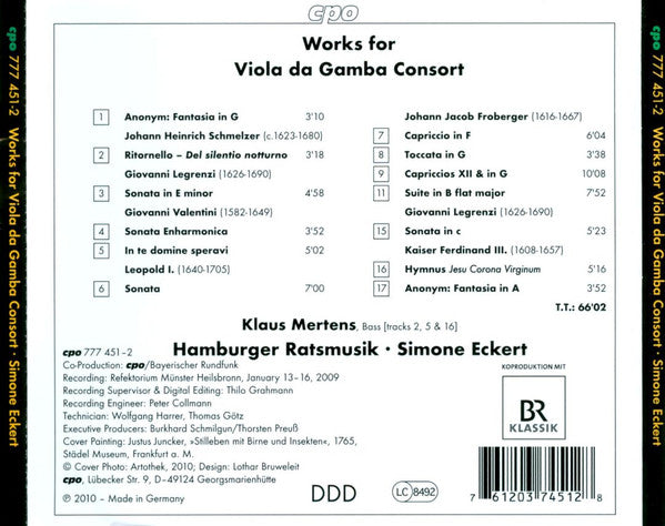 USED CD - Schmelzer · Legrenzi · Valentini · Froberger - Klaus Mertens · Hamburger Ratsmusik · Simone Eckert – »Felix Austria« Works For Viola Da Gamba Consort