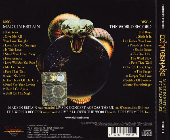 USED 2CD - Whitesnake – Made In Britain / The World Record