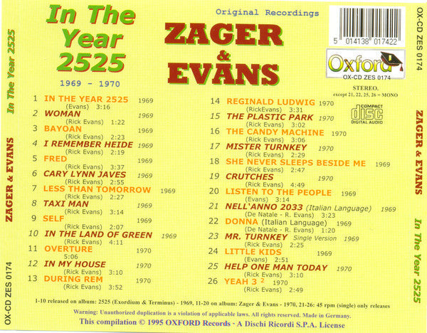 USED CD - Zager & Evans – In The Year 2525
